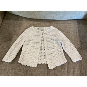 Strasburg Children Girls White Crochet Cotton Cardigan Sweater Size 2Y-3Y